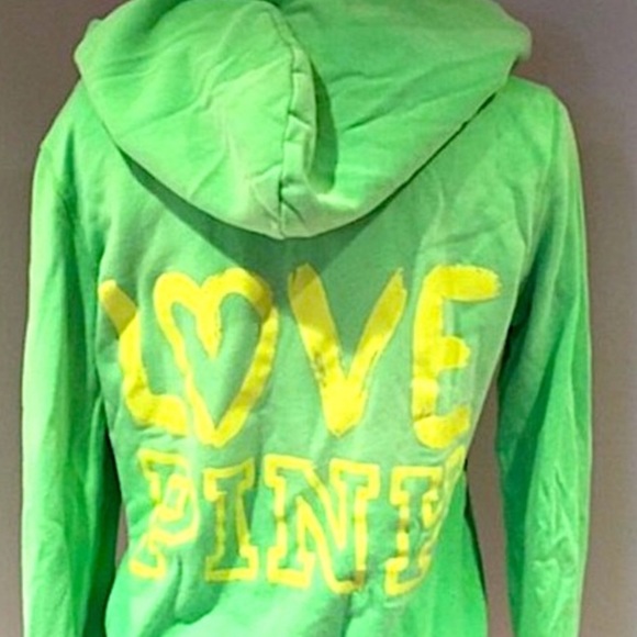 ‼️SOLD‼️ VICTORIAS SECRET PINK Vintage Green Zip Up Hoodie Jacket - Picture 7 of 7